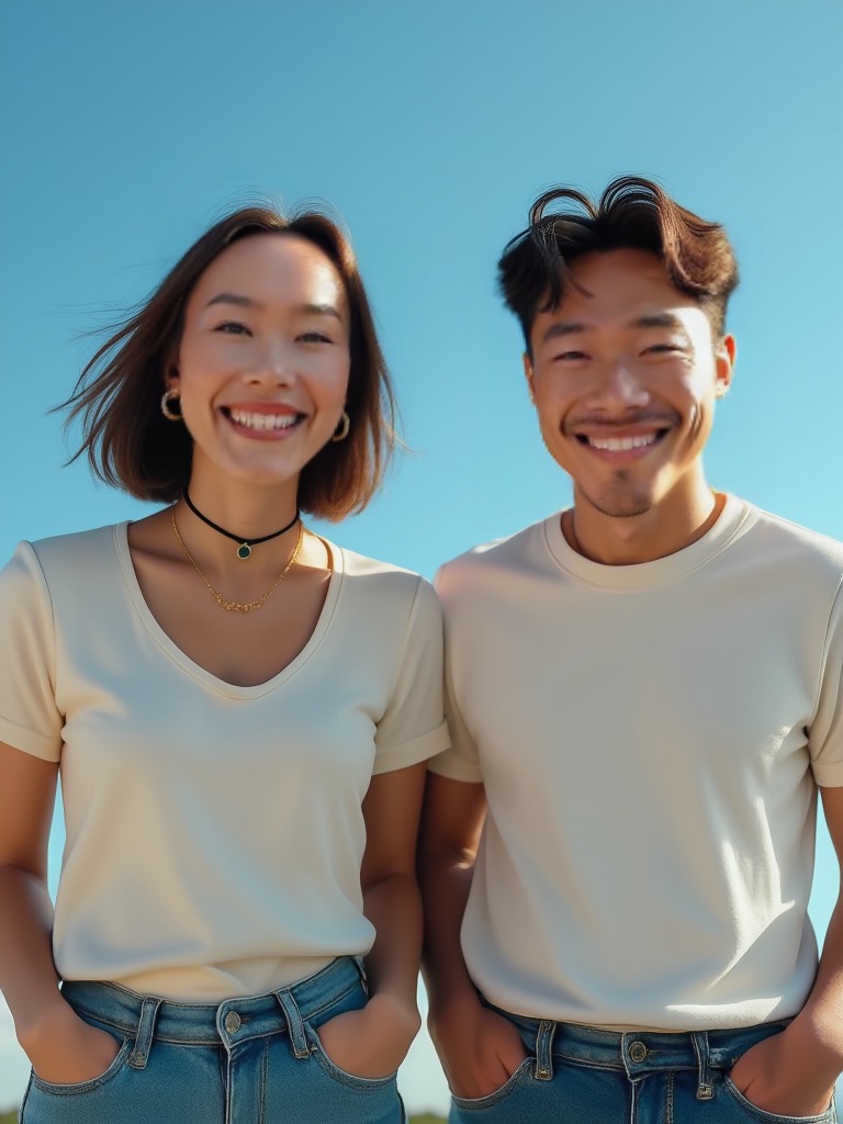 Skyward play look 2 Skyward play — AI couple portrait sample variation 2