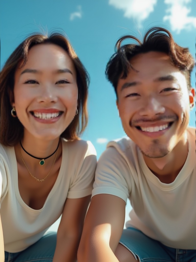Skyward play look 3 Skyward play — AI couple portrait sample variation 3
