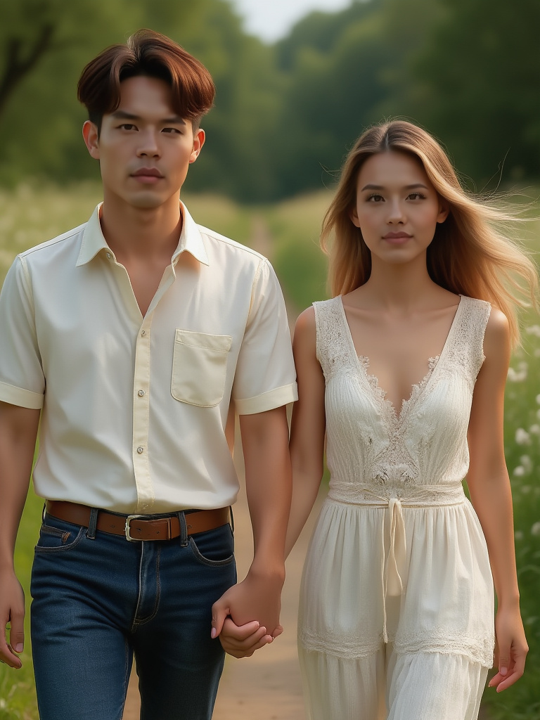 Wildflower wind look 2 Wildflower wind — AI couple portrait sample variation 2